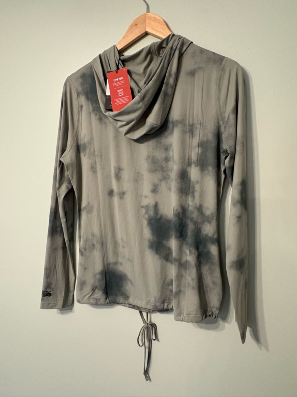 Hooded sun protection Long Sleeve Top in green/gray- NWT - Picture 4 of 5